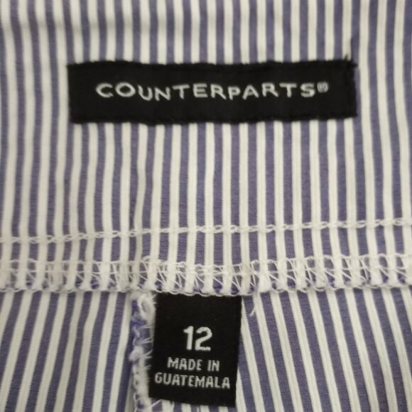 Counterparts Womens 12 Blue White Coastal Stripe Sailor Capri Crop Pull On Pants - Picture 4 of 5